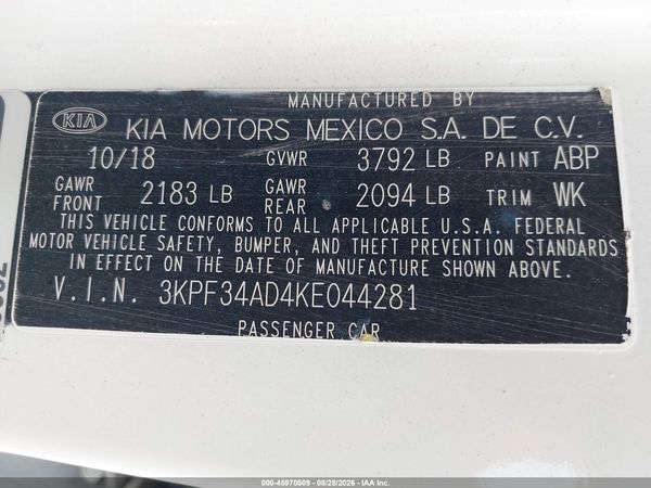 2019 KIA FORTE S — I9