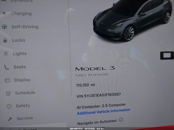 2018 TESLA MODEL 3 LONG RANGE/MID RANGE