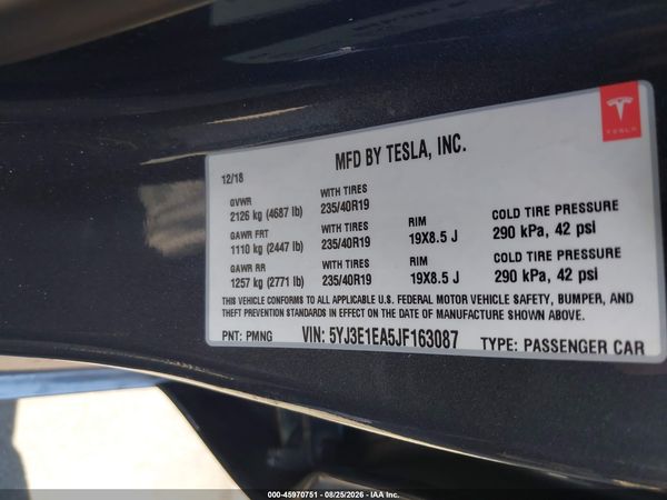 2018 TESLA MODEL 3 LONG RANGE/MID RANGE