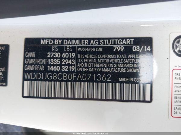 2015 MERCEDES-BENZ S 550 S550 — I9