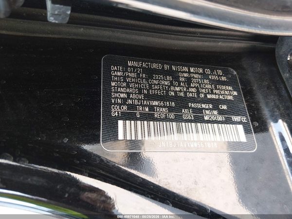 2021 NISSAN ROGUE SPORT S FWD XTRONIC CVT