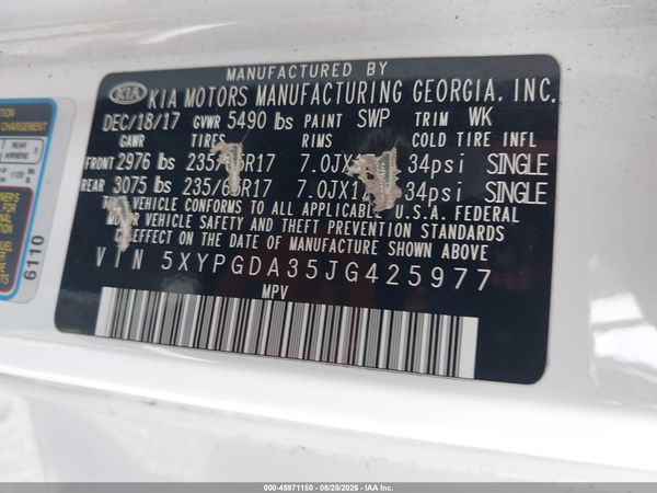 2018 KIA SORENTO 2.4L LX