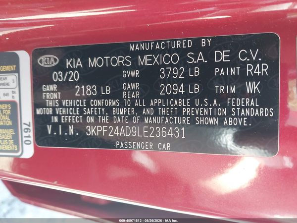 2020 KIA FORTE LXS — I9