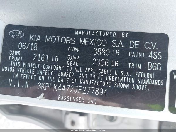 2018 KIA FORTE LX