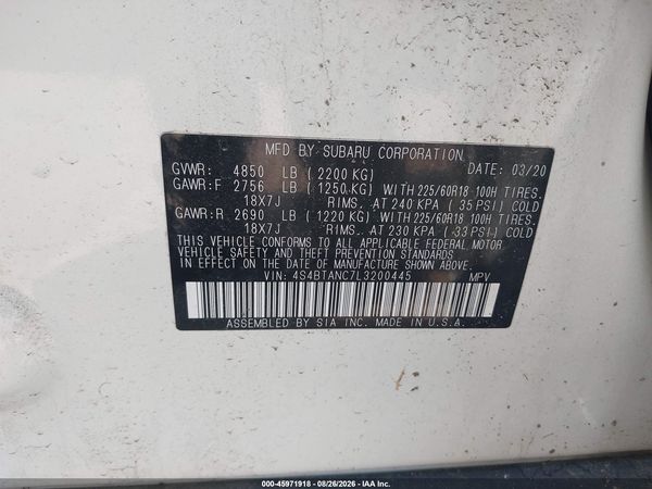 2020 SUBARU OUTBACK LIMITED — I9