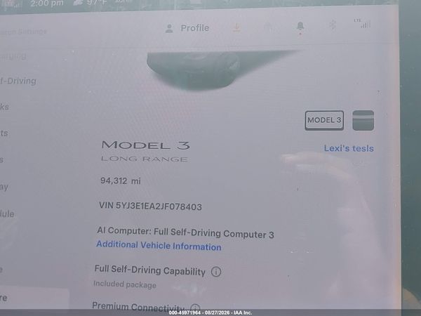 2018 TESLA MODEL 3 LONG RANGE/MID RANGE — I118