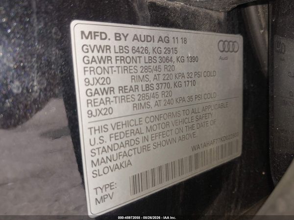 2019 AUDI Q7 45 PREMIUM — I9