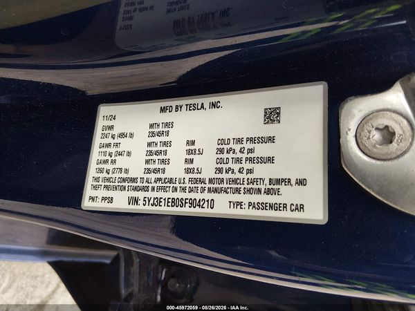 2025 TESLA MODEL 3 — I9