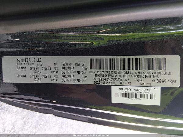 2019 RAM 1500 CLASSIC TRADESMAN  4X2 8' BOX — I9
