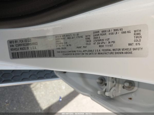 2021 RAM 1500 BIG HORN  4X4 6'4 BOX — I9