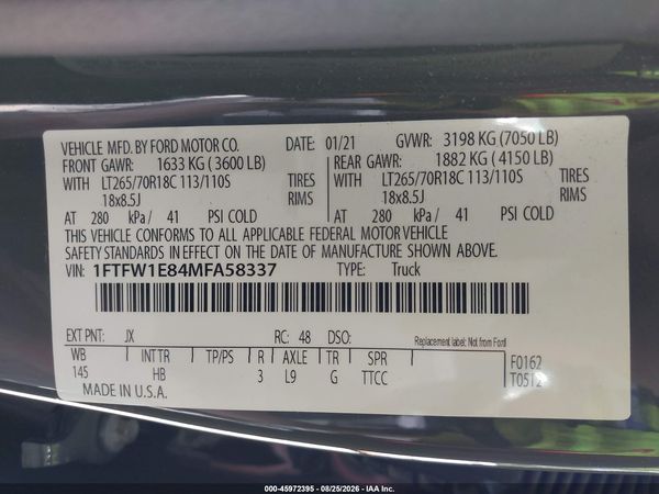2021 FORD F-150 LARIAT