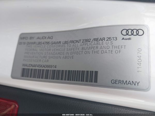 2019 AUDI A4 45 PREMIUM — I9