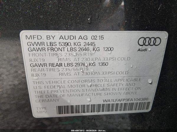 2015 AUDI Q5 2.0T PREMIUM — I9