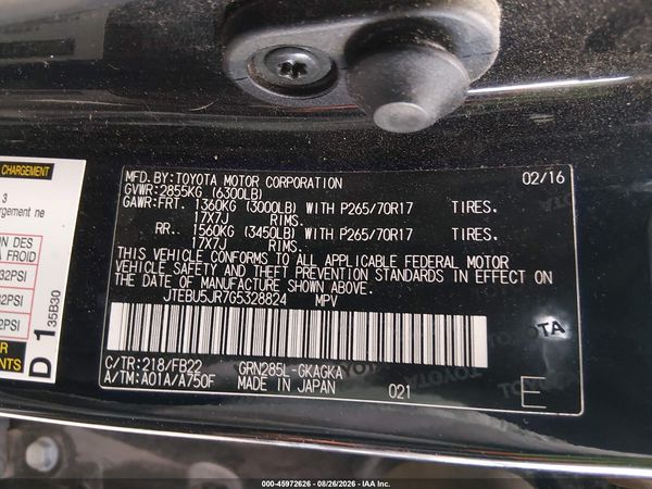 2016 TOYOTA 4RUNNER SR5