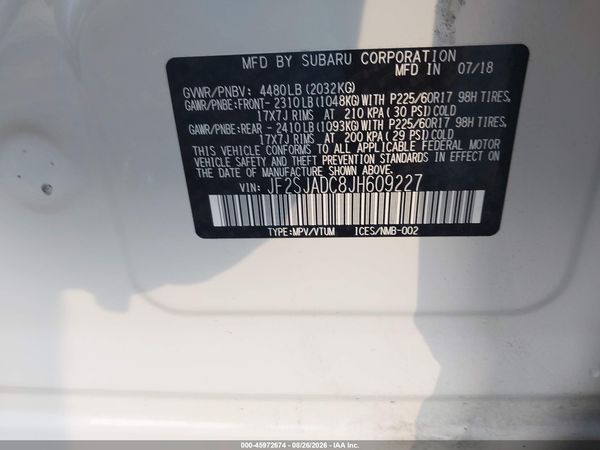 2018 SUBARU FORESTER 2.5I PREMIUM — I9