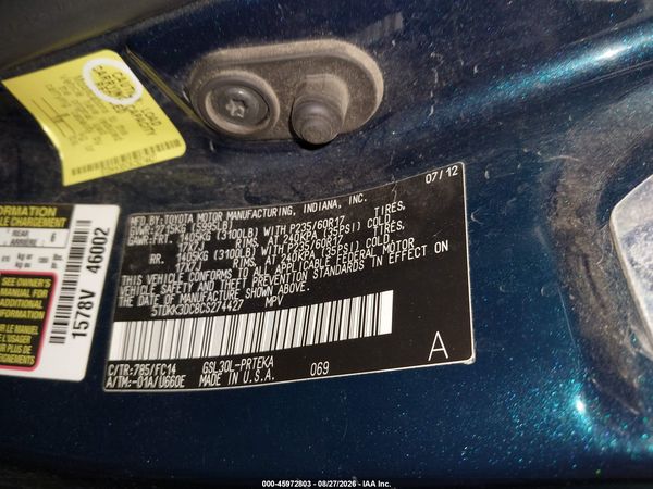 2012 TOYOTA SIENNA LE V6 8 PASSENGER