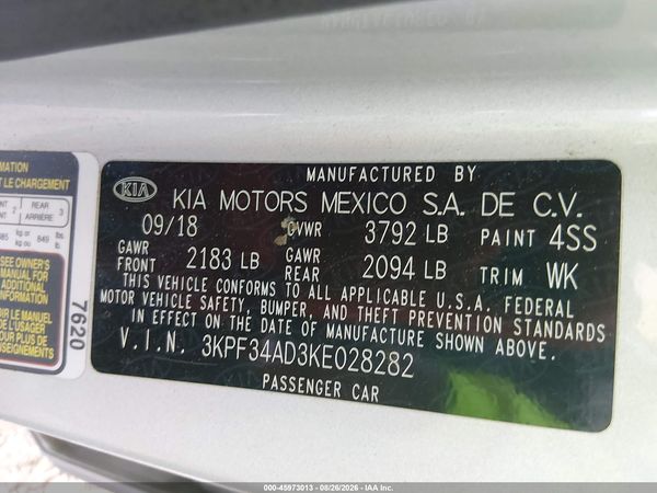2019 KIA FORTE S