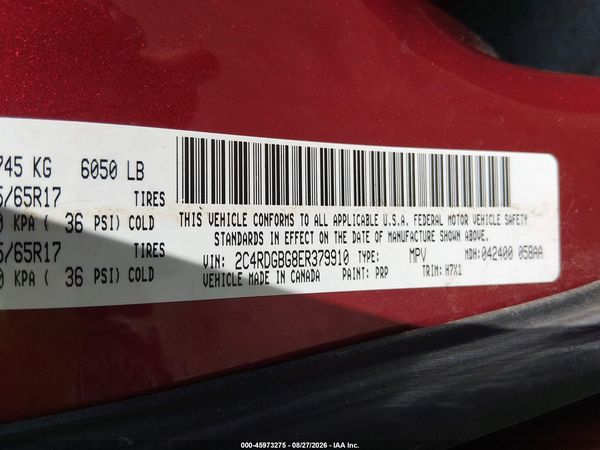 2014 DODGE GRAND CARAVAN SE — I9