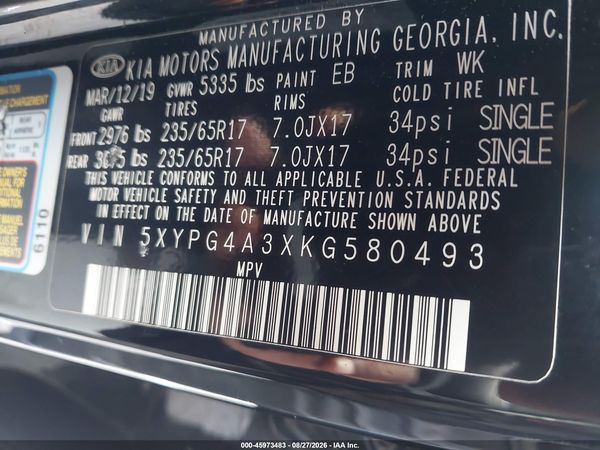 2019 KIA SORENTO 2.4L L