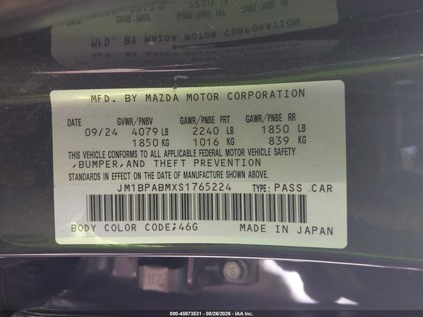 2025 MAZDA MAZDA3 2.5 S SELECT SPORT — I9