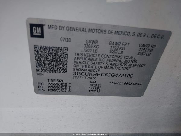 2018 CHEVROLET SILVERADO 1500 2LT — I9