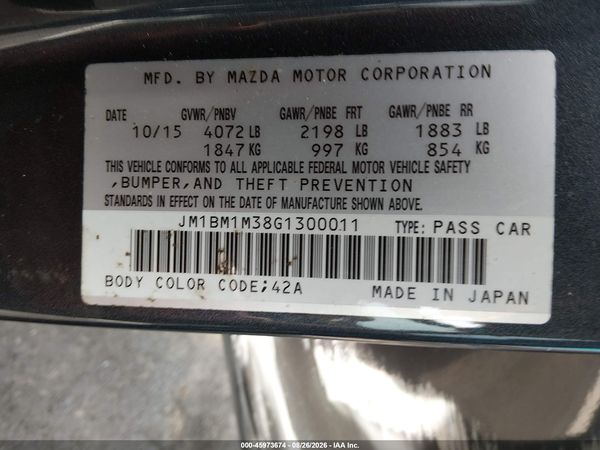 2016 MAZDA MAZDA3 S TOURING — I9