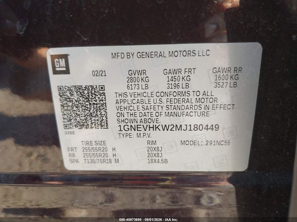2021 CHEVROLET TRAVERSE AWD LT LEATHER — I9