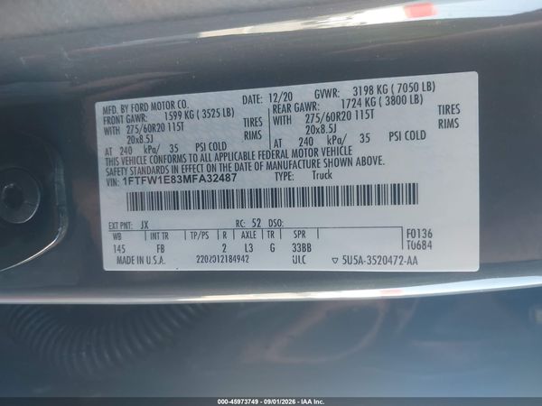 2021 FORD F-150 XLT — I9