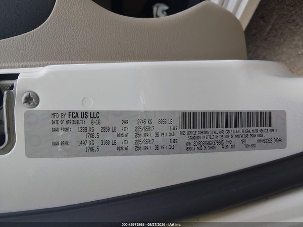 2016 DODGE GRAND CARAVAN SE — I9