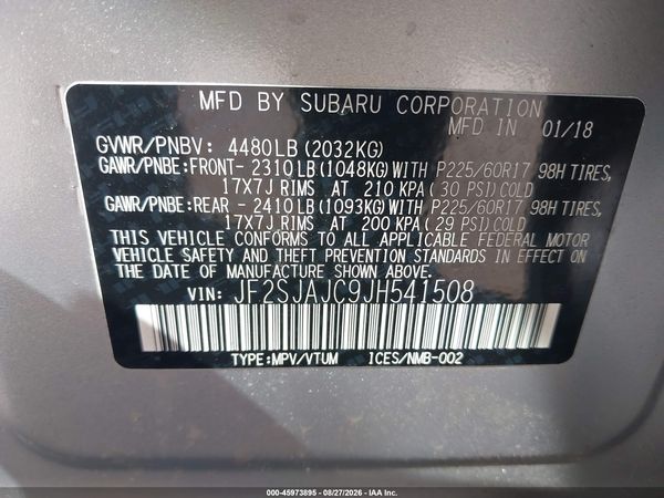 2018 SUBARU FORESTER 2.5I LIMITED