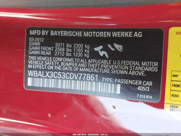 2012 BMW 650I — I9
