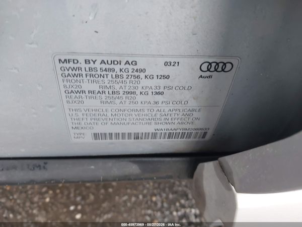 2021 AUDI Q5 — I9