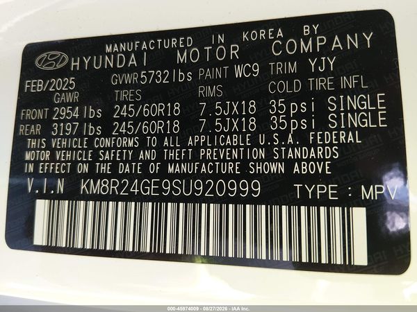 2025 HYUNDAI PALISADE SEL — I9