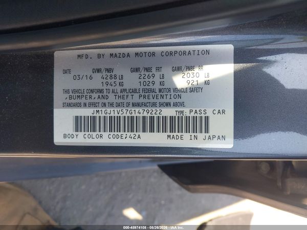 2016 MAZDA MAZDA6 I TOURING — I8