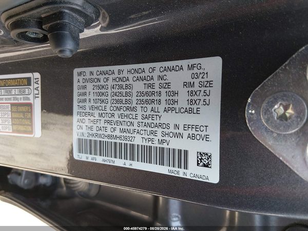 2021 HONDA CR-V AWD EX-L — I9