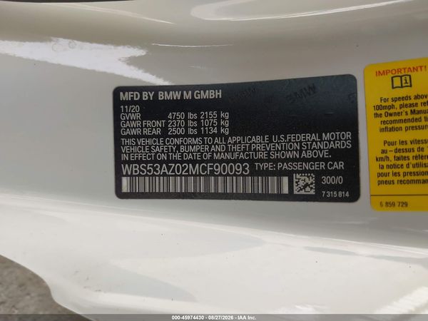 2021 BMW M4 — I9
