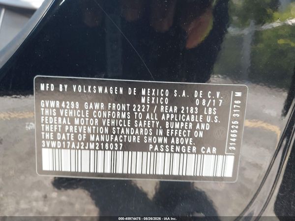 2018 VOLKSWAGEN JETTA 1.8T SE SPORT — I9