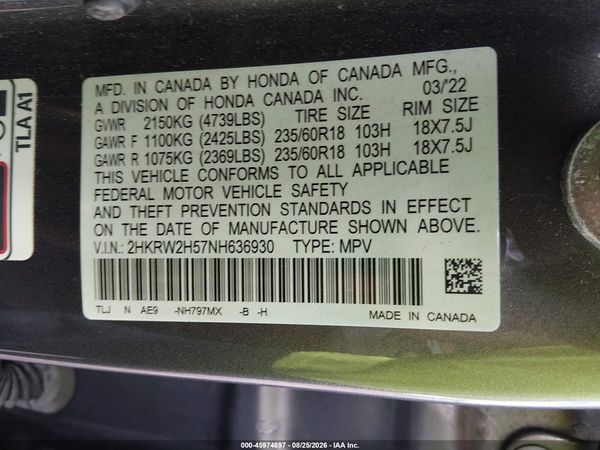 2022 HONDA CR-V AWD EX — I9