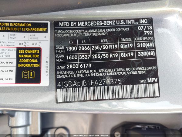 2014 MERCEDES-BENZ ML 350 ML350 — I9