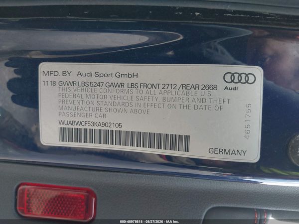 2019 AUDI RS 5 2.9T