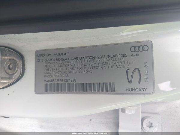 2016 AUDI A3 2.0T PREMIUM — I9