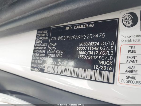 2017 MERCEDES-BENZ METRIS — I9