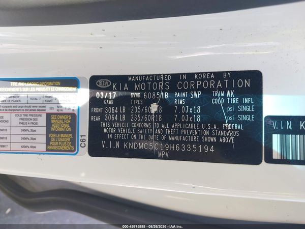 2017 KIA SEDONA SX — I9