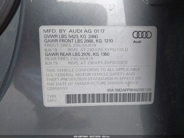 2017 AUDI Q5 2.0T PREMIUM — I9