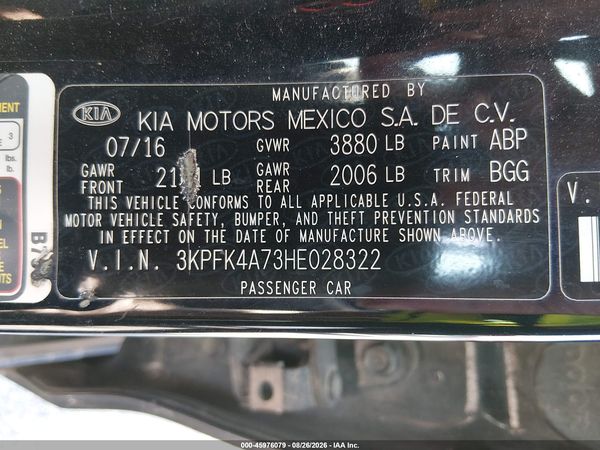2017 KIA FORTE LX