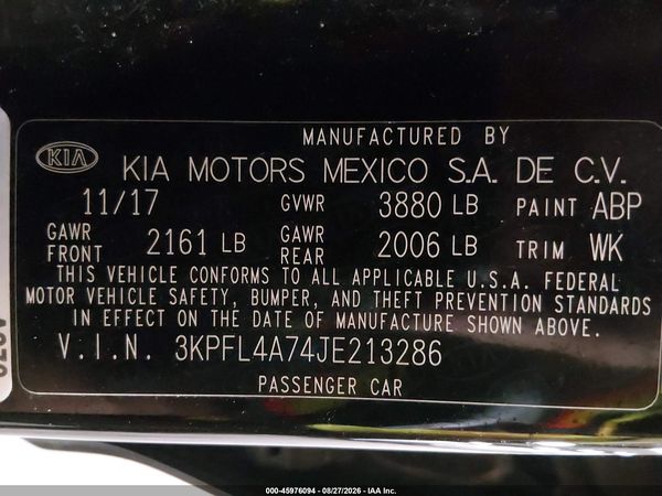2018 KIA FORTE S — I9