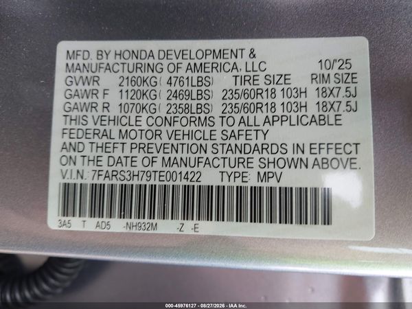 2026 HONDA CR-V EX-L 2WD — I9