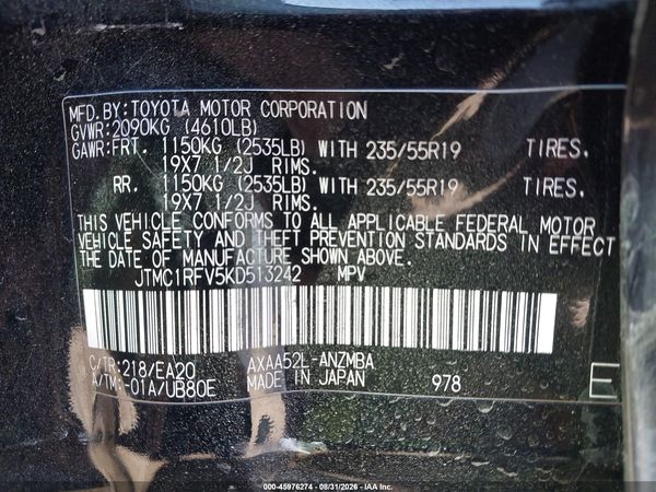 2019 TOYOTA RAV4 XLE PREMIUM — I9