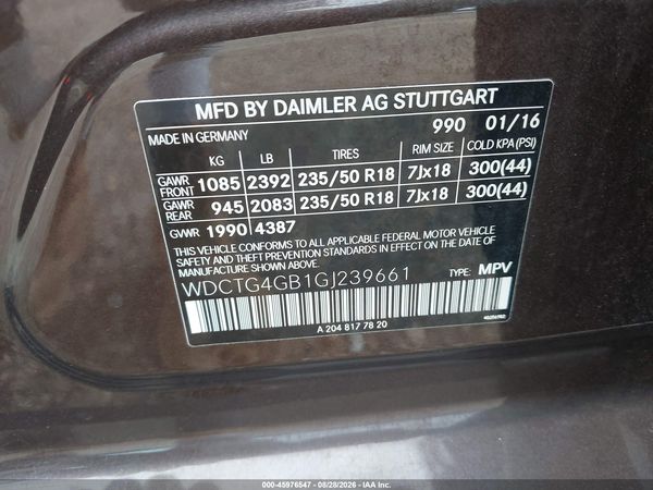 2016 MERCEDES-BENZ GLA 250 4MATIC