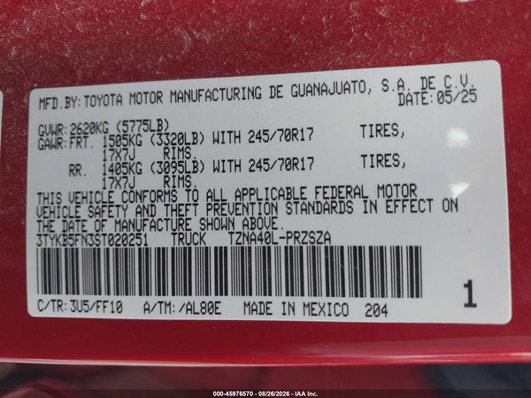 2025 TOYOTA TACOMA SR5 — I9
